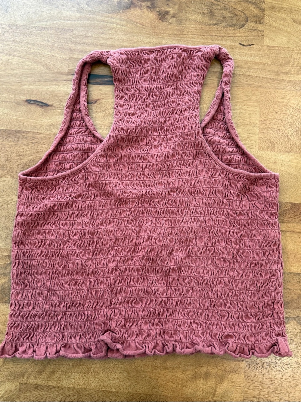 American Eagle Outfitters Smocked Racerback Crop Top in Dark Rose Size Large - Picture 6 of 7